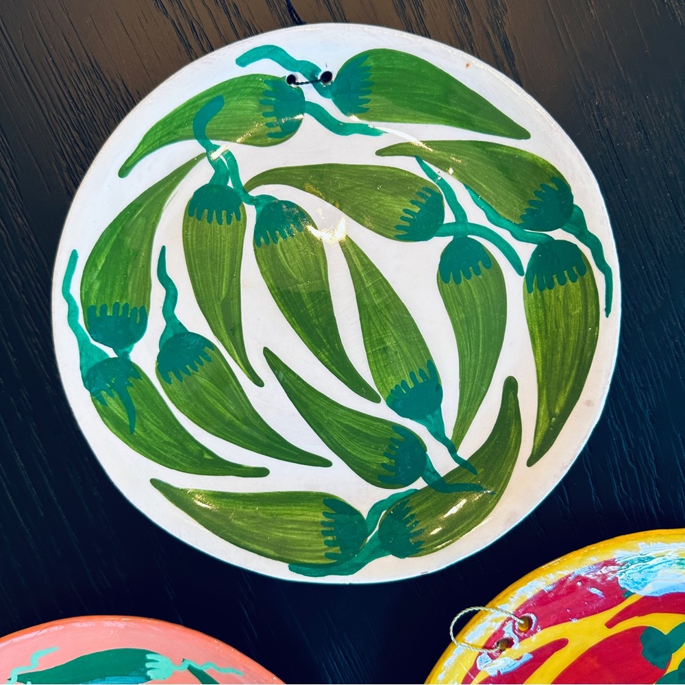 Set of 3 Chili Pepper Hand-painted Plates, Wall Hanging Art‎ from Mexico - Picture 3 of 7